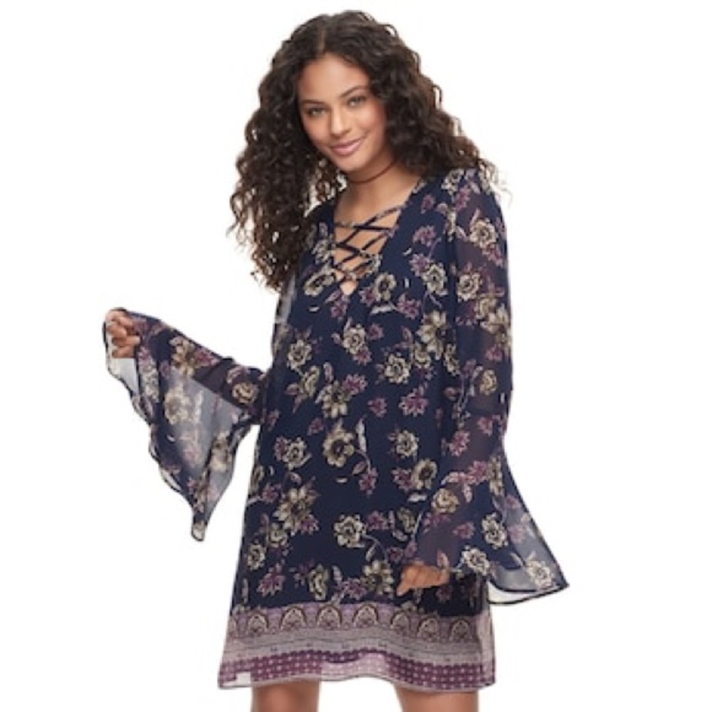 Bell sleeve floral dress